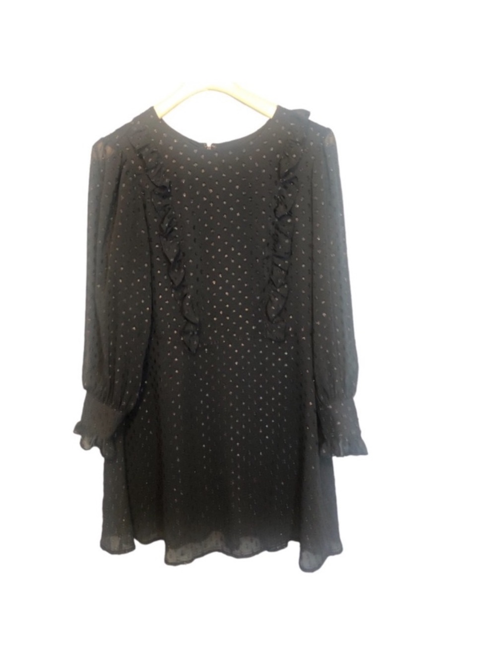 A New Day Black Long Sheer Sleeve Ruffle Dress Size Large